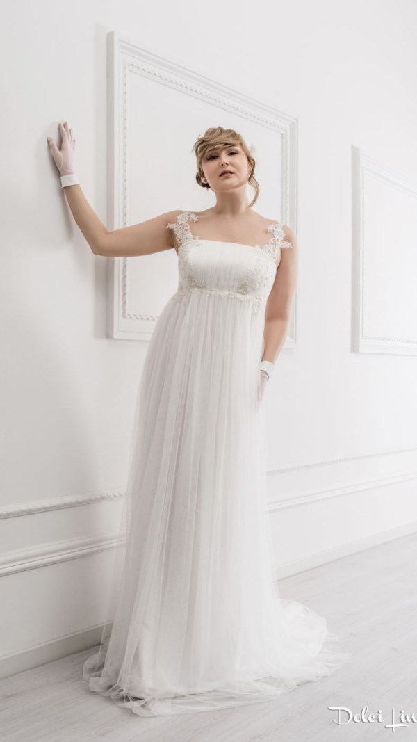 Abito scivolato in tulle seta e pizzo ricamato - LX20